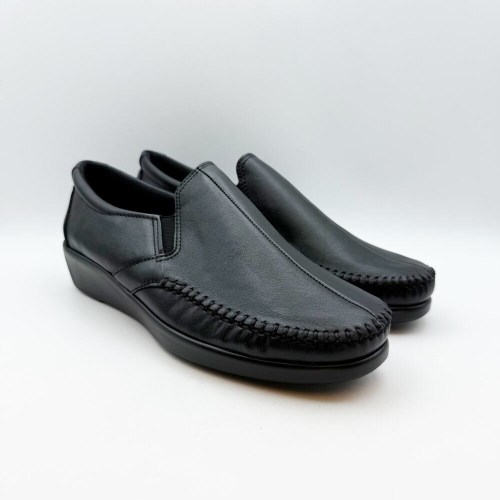SAS Womens Dream Comfort Loafers US 8 Black Leather Hand Laced Moccasin NIB - Picture 6 of 13